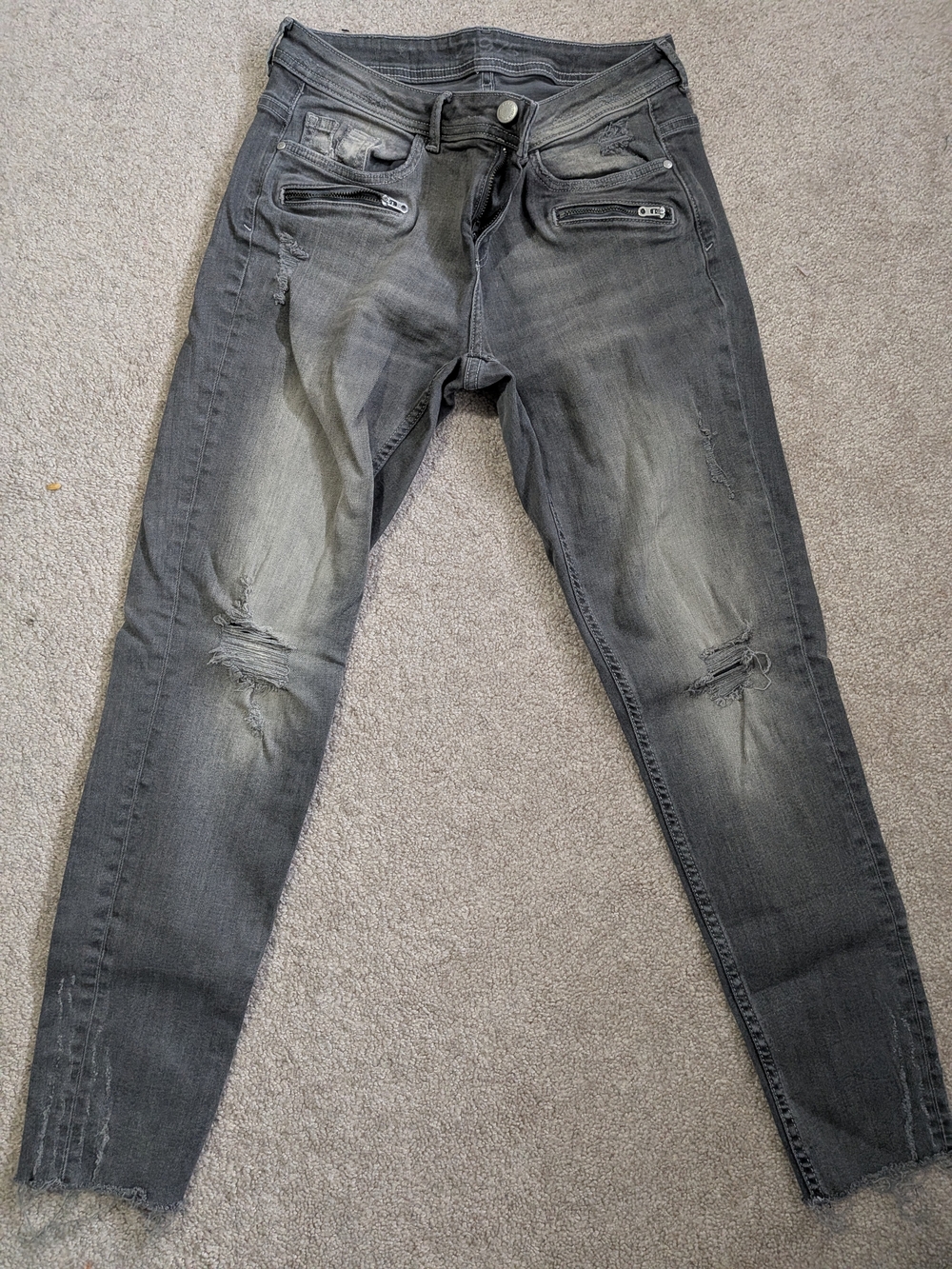 Zara Womens Skinny Distressed Gray Wash Jeans